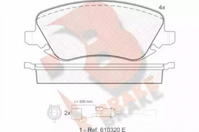 R BRAKE rb1454 -  Комплект тормозных колодок, дисковый тормоз
